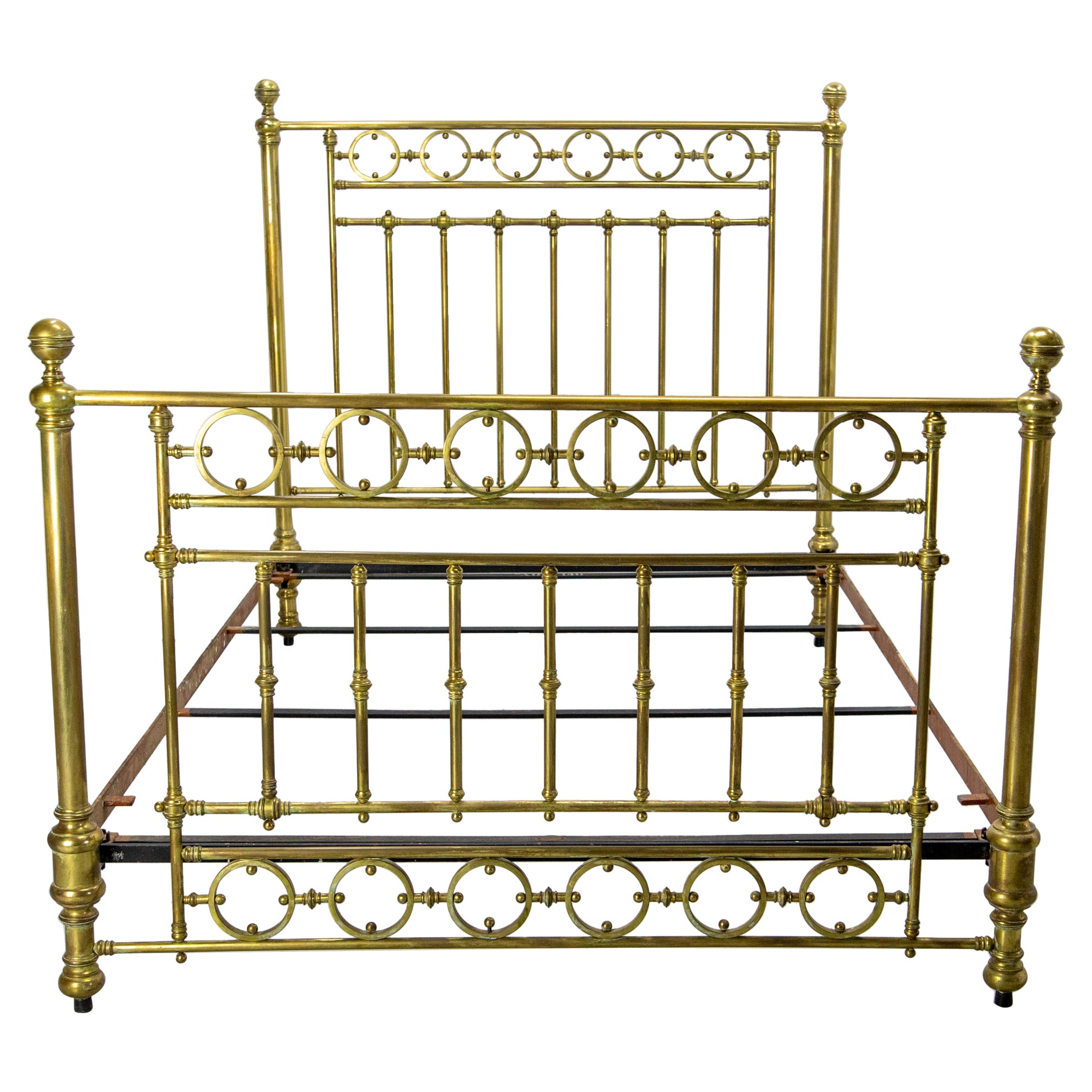 Brass Bed US Double Bed UK Full Size French, c. 1930 For Sale
