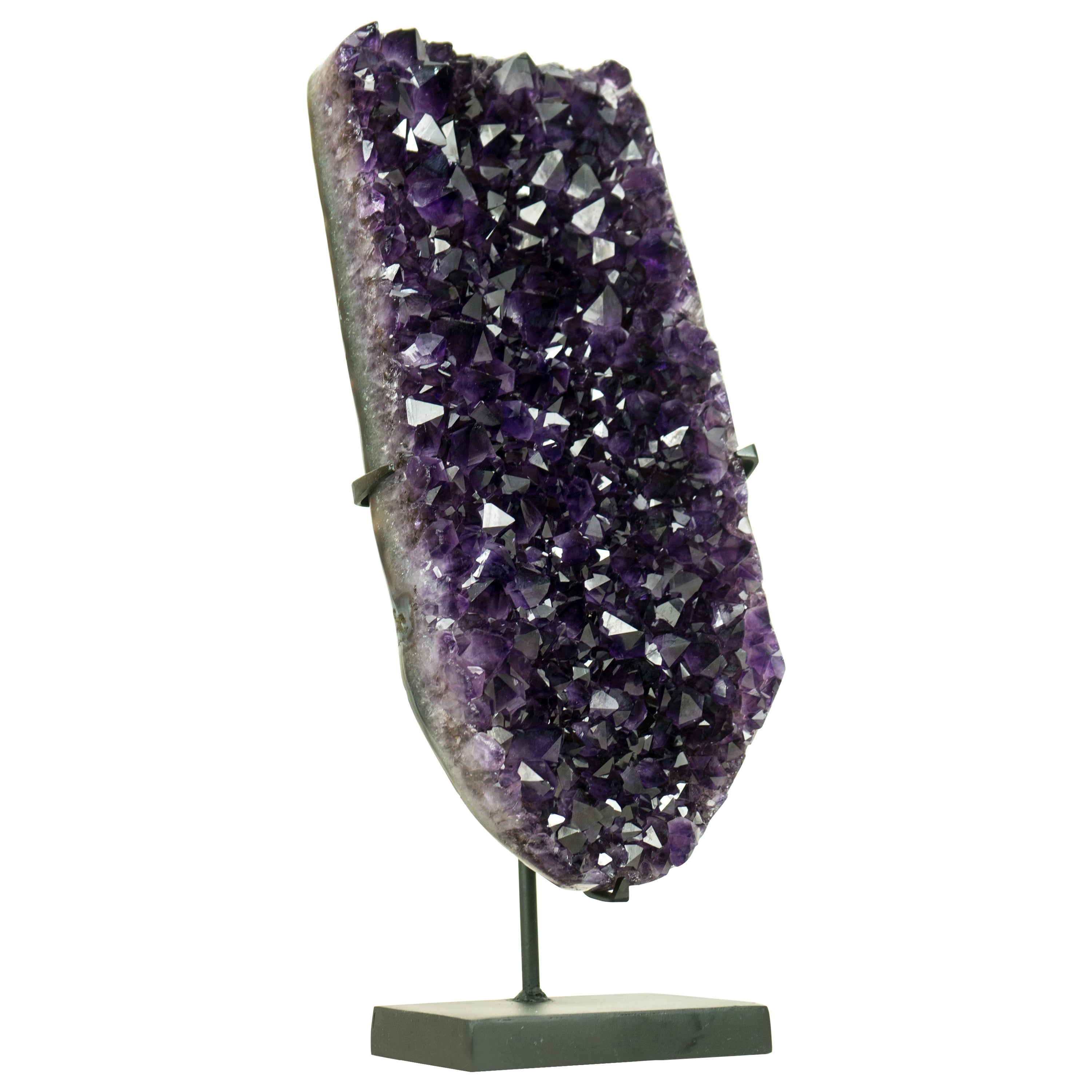 Tieflila Amethyst-Cluster mit hochglänzendem, natürlichem Traubengelbem Amethyst Druzy