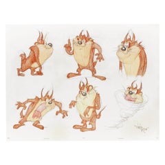 SIX ORIGINAL DRAWINGS OF THE TASMANIAN DEVIL - Signed By Virgil Ross