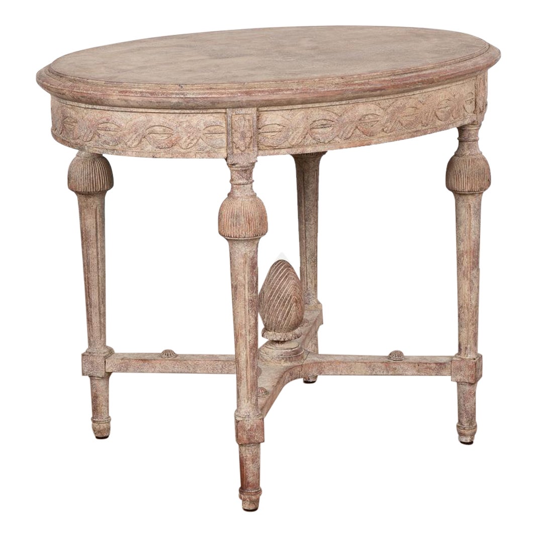 Antique Oval Painted Side Table, Sweden circa 1850-70 For Sale