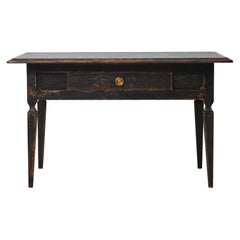 Antique Swedish Gustavian Black Pine Table