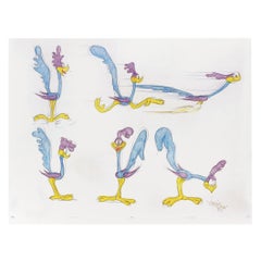 SIX ORIGINAL DRAWINGS OF THE ROAD RUNNER - Signed By Virgil Ross