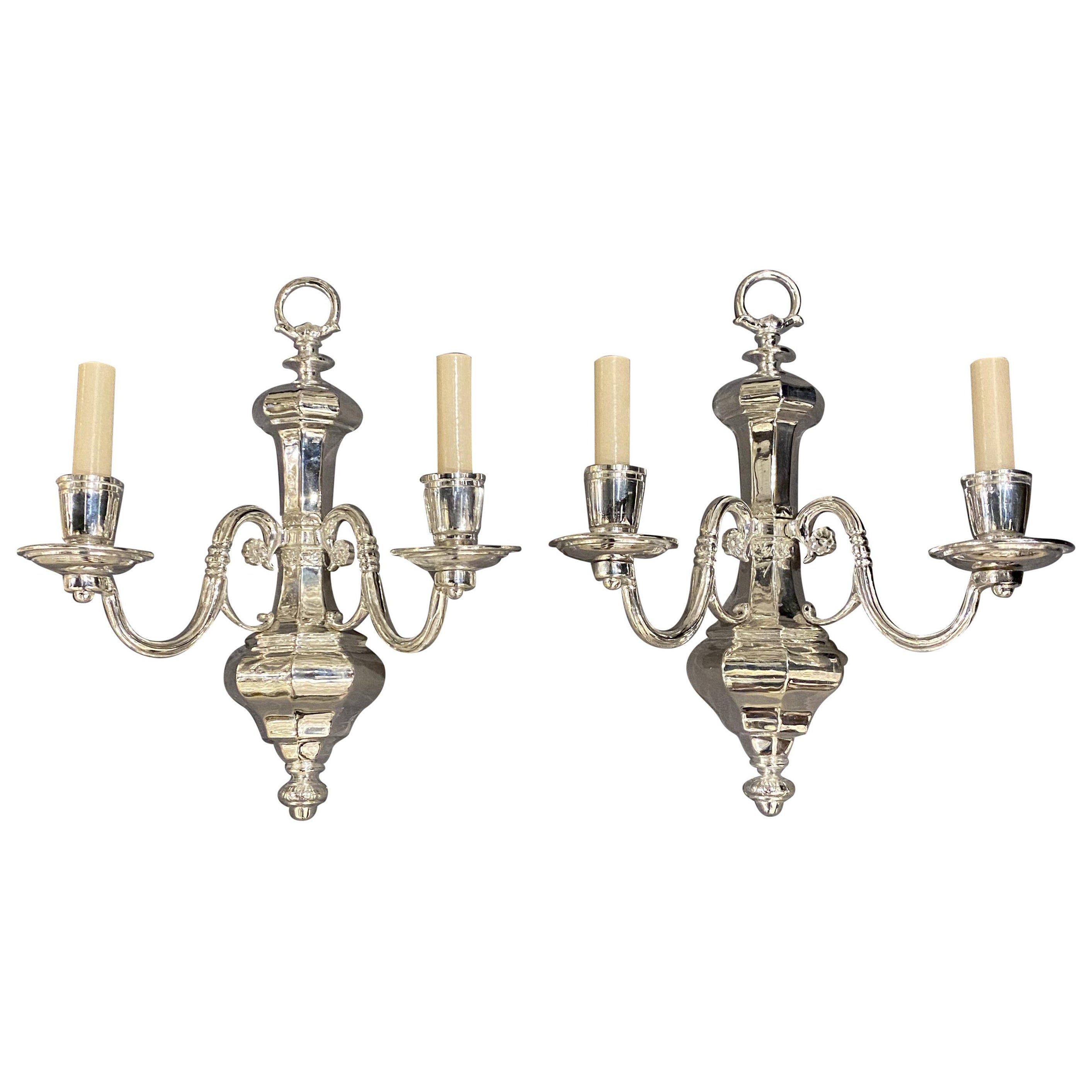 1920’s Silver Plated Caldwell Sconces For Sale