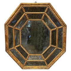 Antique Italian Gilded Octagonal  Mirror