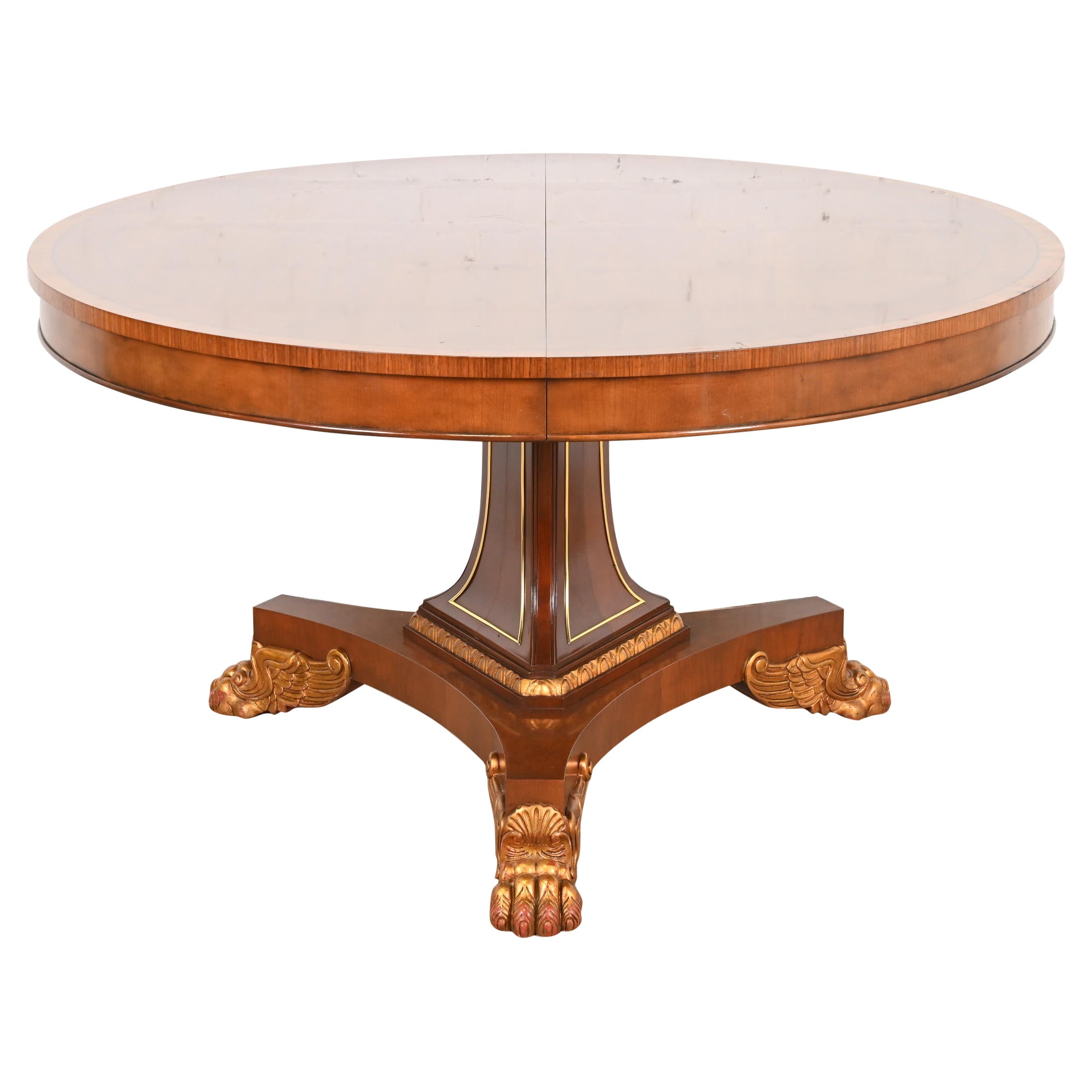 Baker Furniture Regency Paw Foot Pedestal Dining Table or Center Table