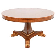 Vintage Baker Furniture Regency Paw Foot Pedestal Dining Table or Center Table