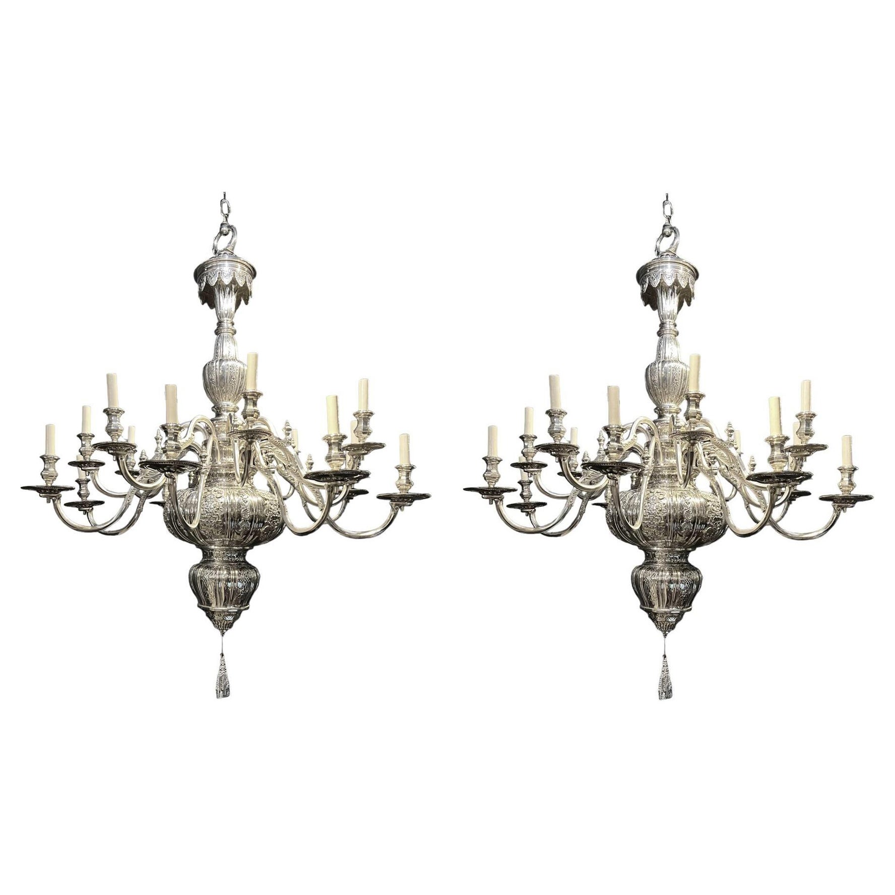 1900 Caldwell Silver Plated 16 Light Chandelier