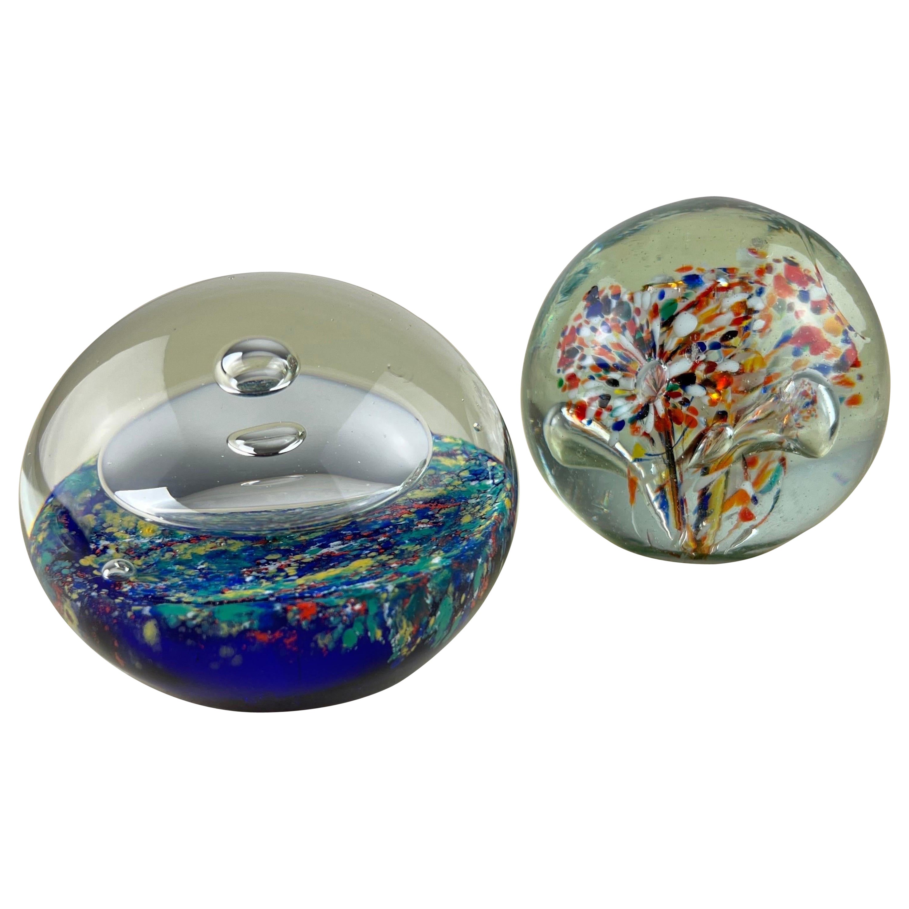 Two Murano Glass Paperweights, Italy, 1970s For Sale