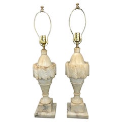 Pair of Vintage Italian Alabaster Urn Lamps