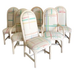 Vintage Postmodern Chic Pencil Reed Multi Colored Dining Chairs by American Drew