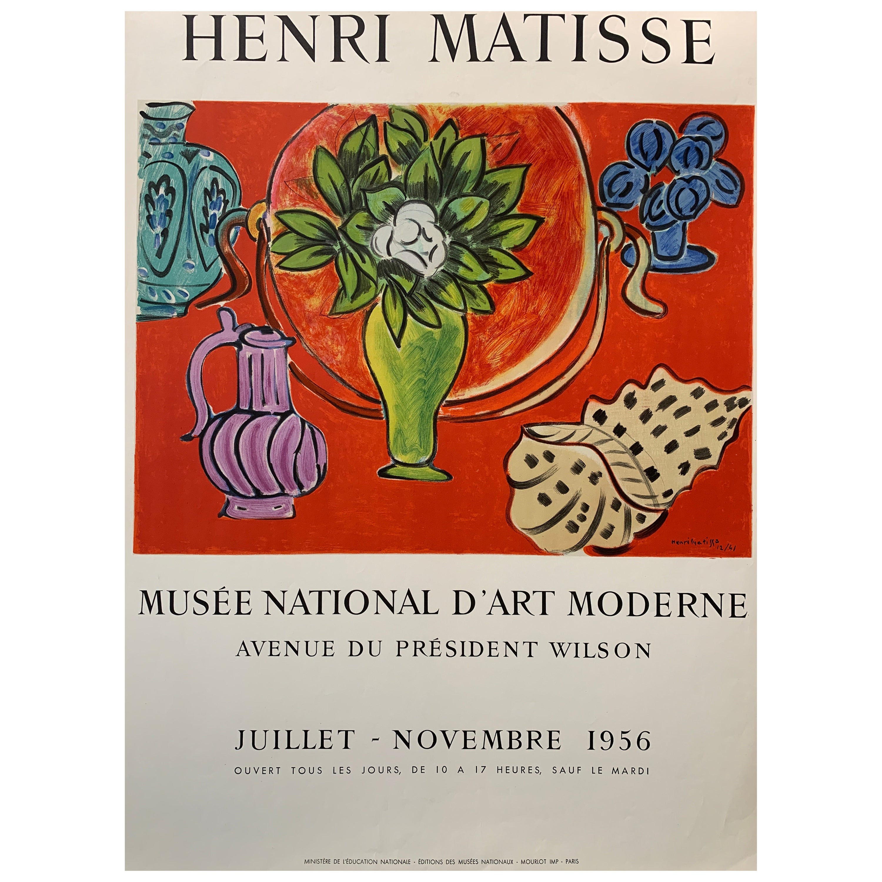 Henri Matisse, affiche d'exposition originale du Musée national d'art moderne, 1956