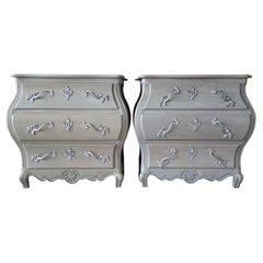 Used French Provincial Louis Xv Style Bombé Commodes by Baker - a Pair