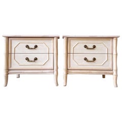 Retro Boho Chic Faux Bamboo Nightstands by Broyhill - a Pair