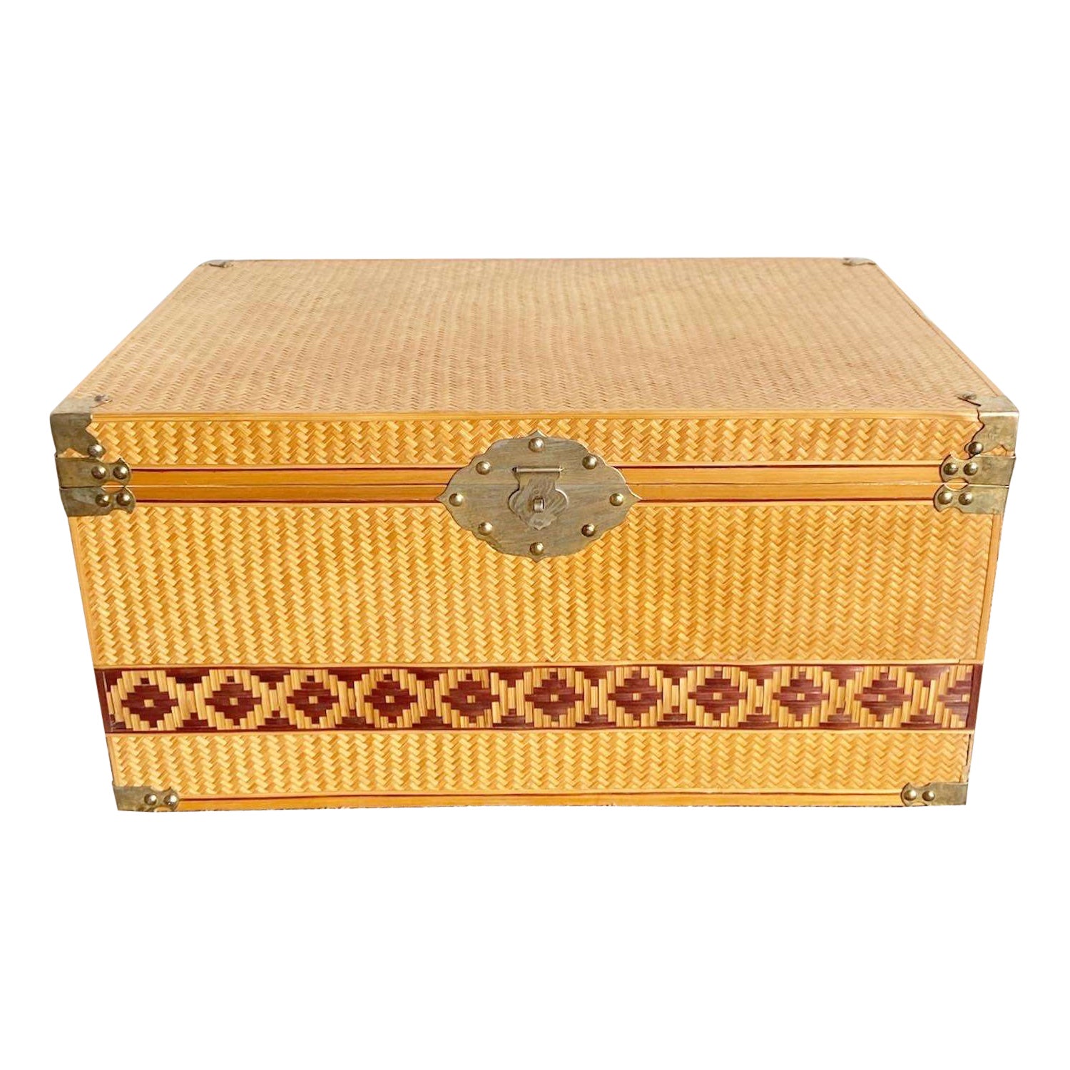 Boho Chic Wicker Trunk/Storage Chest For Sale