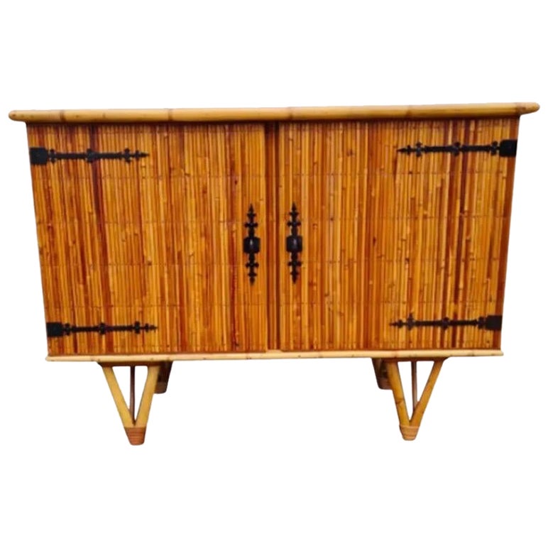 Audoux Minet Bamboo 1950s Cabinet