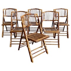 Boho Chic Bamboo Fold Up Dining Chairs - Set of 6