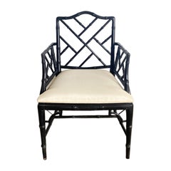 Regency Chippendale Style Faux Bamboo Arm Chair