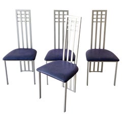 Postmodern Silver and Purple Dining Chairs - Set of 4
