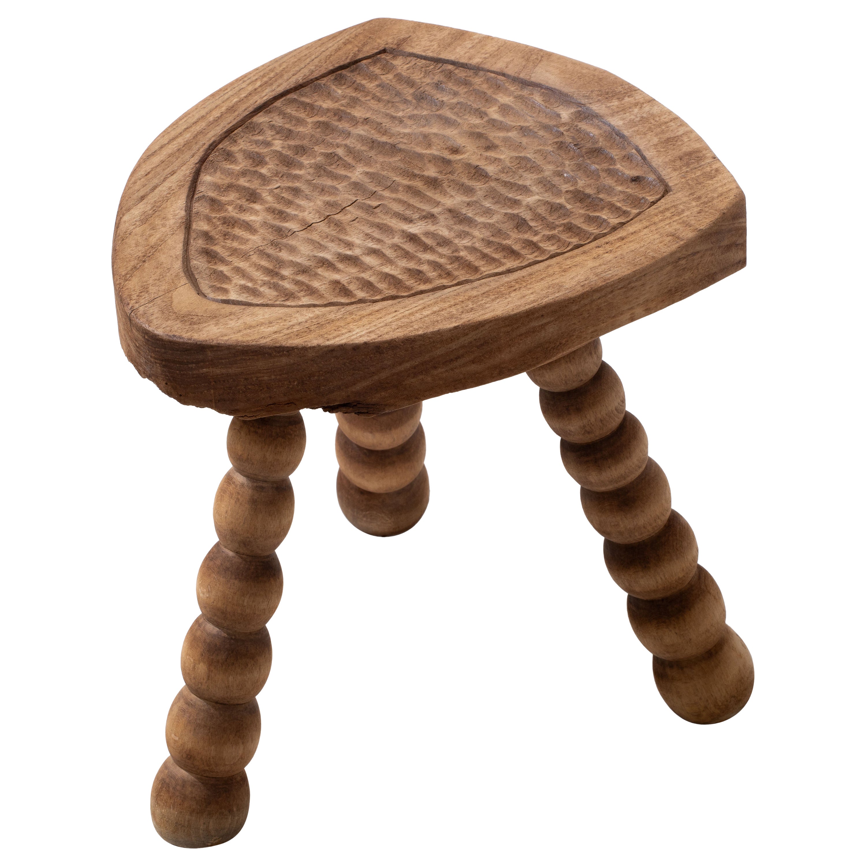 Authentic French Brutalist Stool: A Triumph of Craftsmanship and Design For Sale