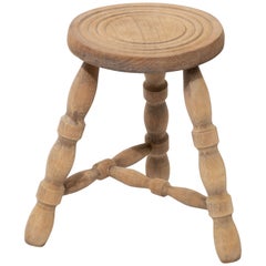 Antique French Brutalist Tripod Stool