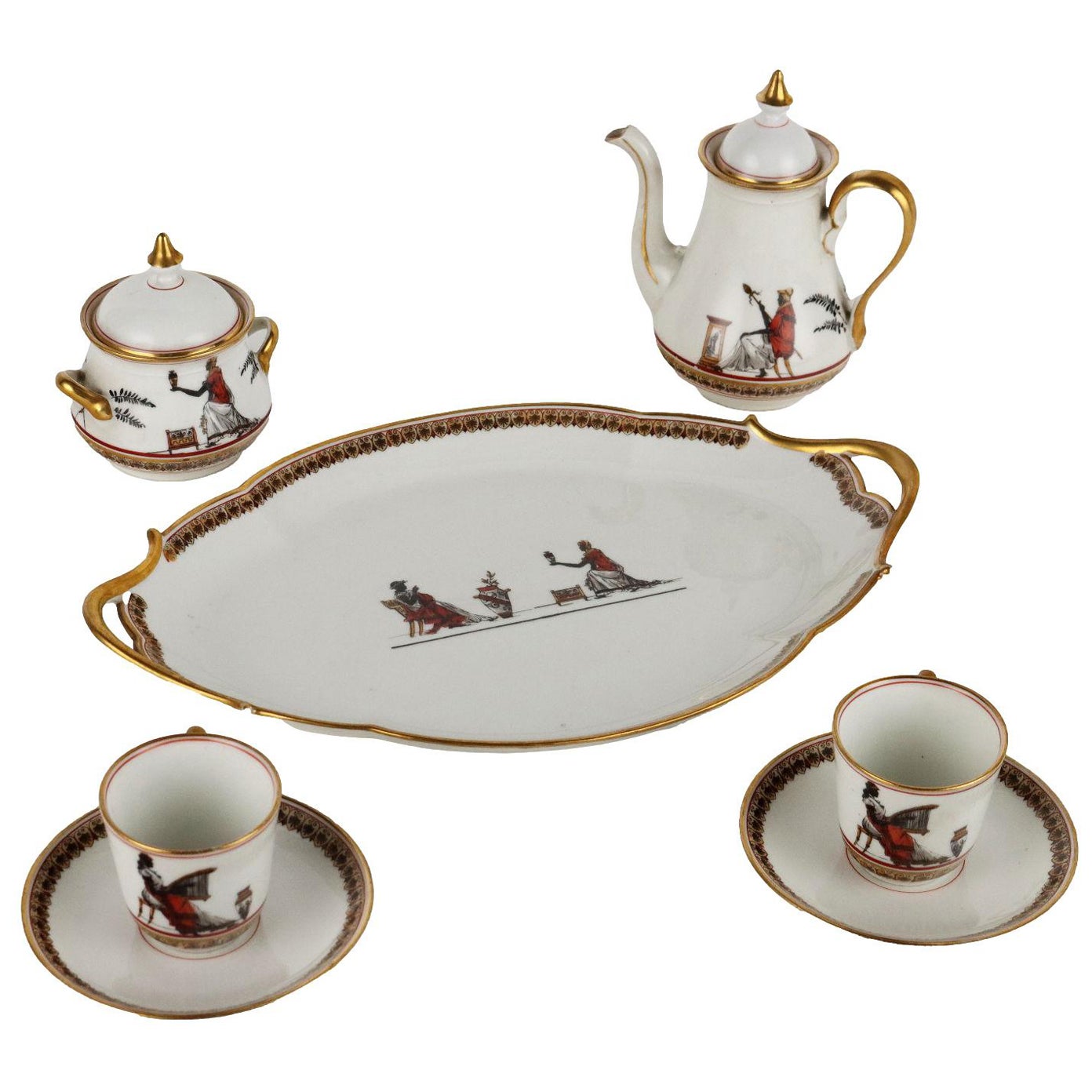 Tete a Tete service in Porcelain by Ginori - Italy ca. 1880. For Sale