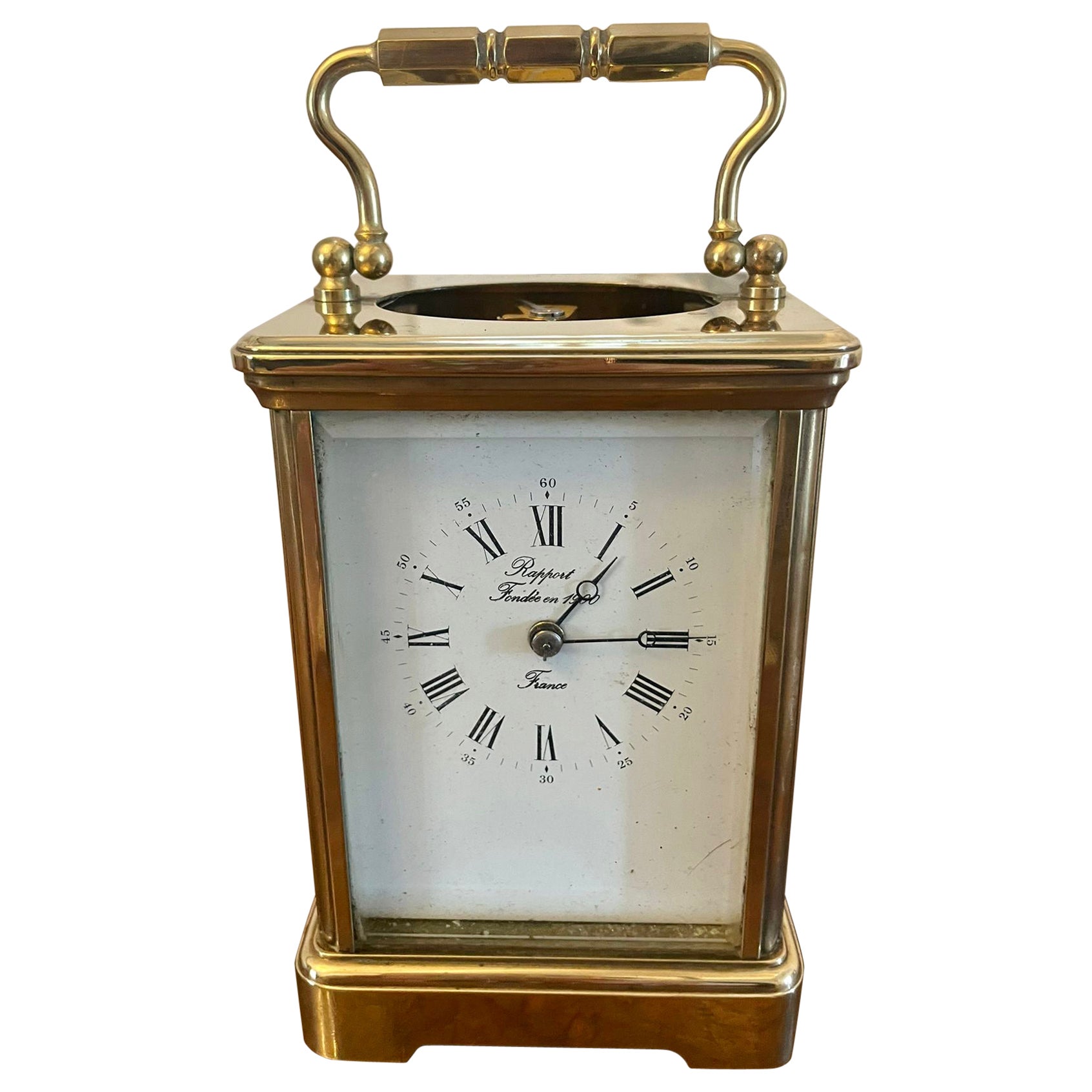 Grande horloge de carrosse en laiton de qualité victorienne antique 