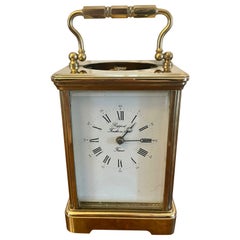 Gran Reloj de Carruaje de Latón Antiguo de Calidad Victoriana