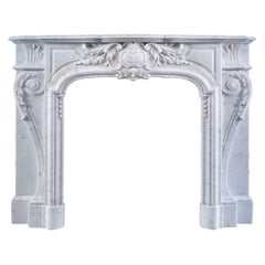 Used Fine Belgian Fireplace in Carrara Marble
