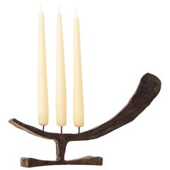 Contemporary Candle holder tapered forged black steel Inspired by Harry Bertoia 