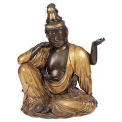 A superb Japanese giltwood sculpture of Kannon Bosatzu