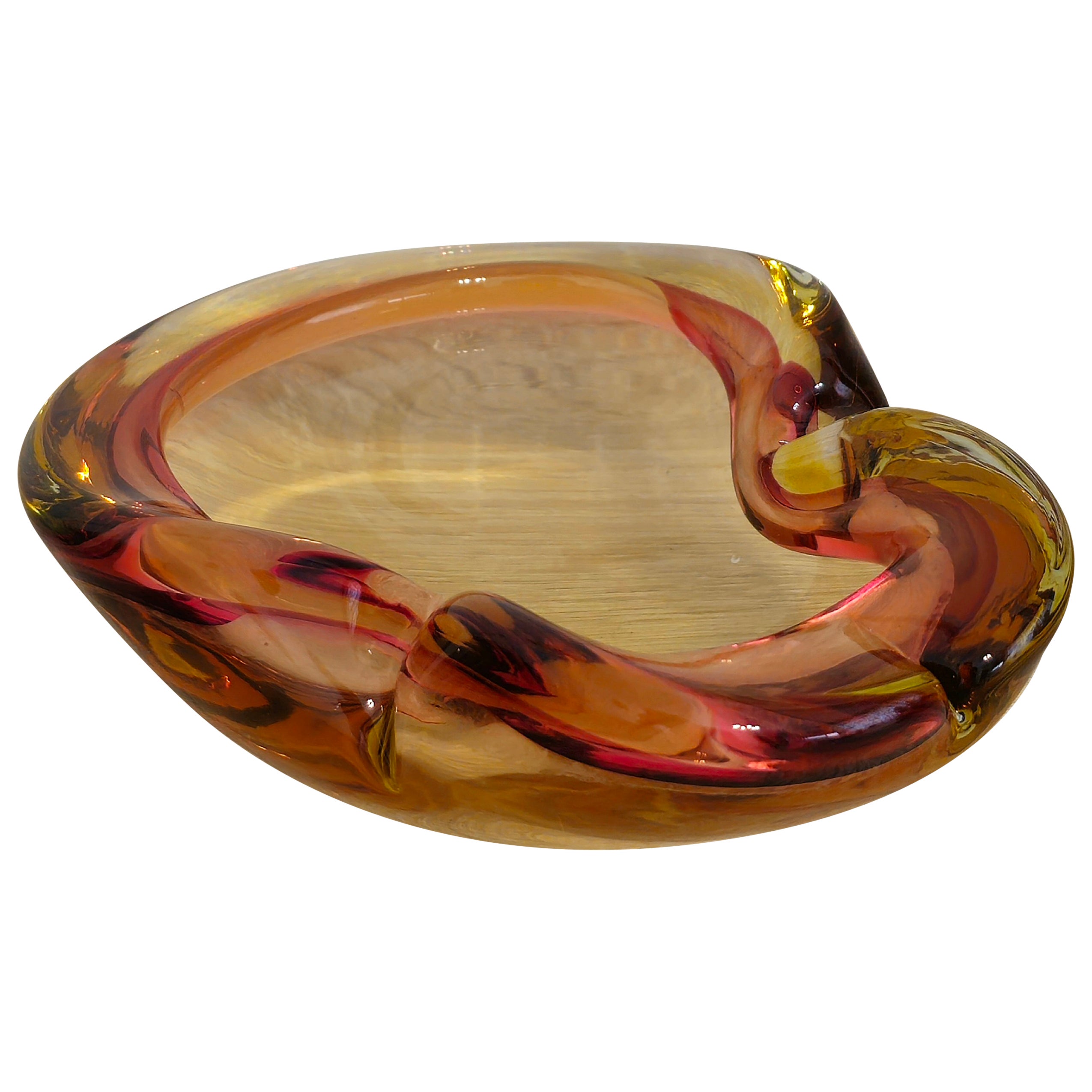 Ashtray Bowl Murano Glass Sommerso Attributed to Seguso Midcentury Italy 1960s
