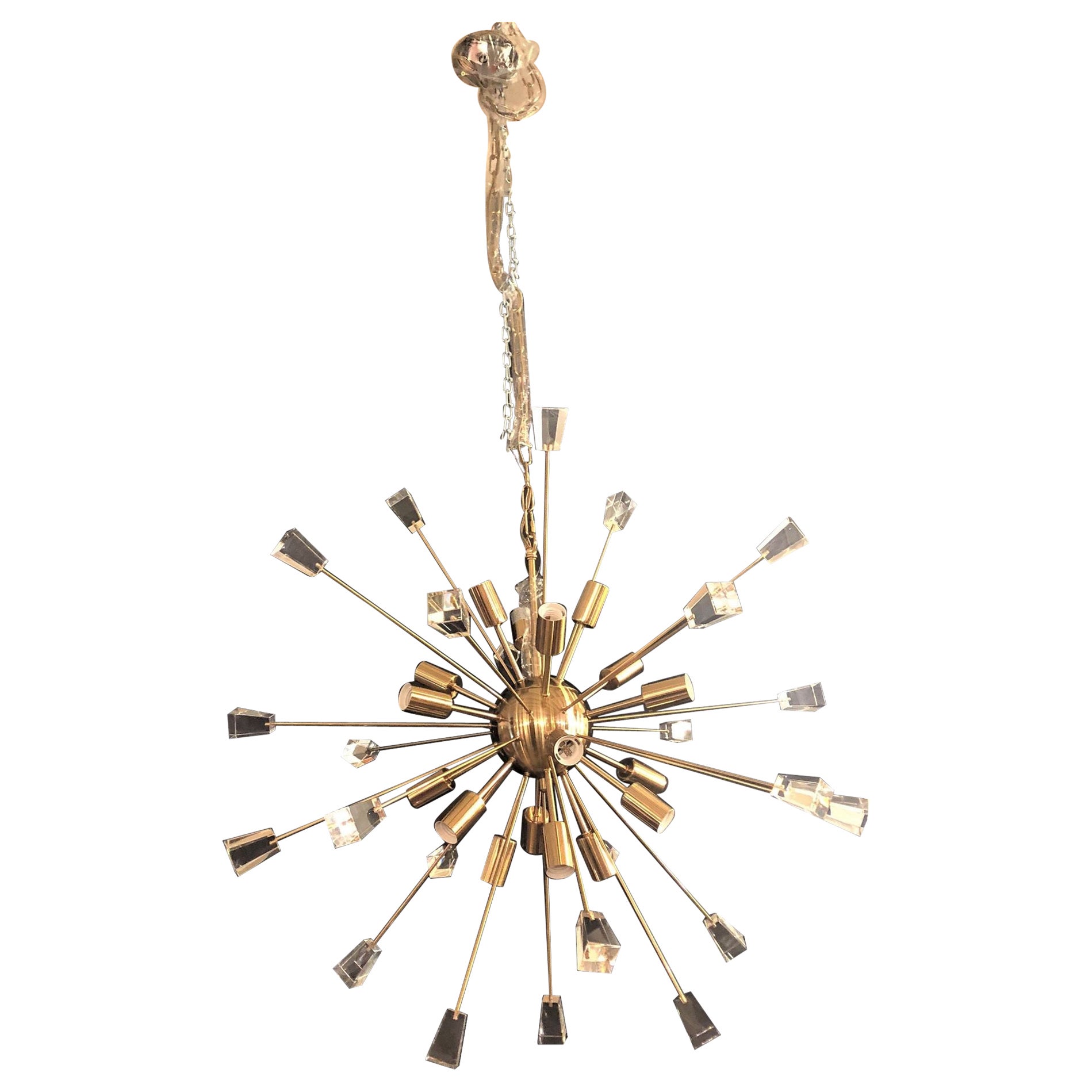 Brass Eighteen-Light Sputnik Chandelier in the Mid-Century Modern Style