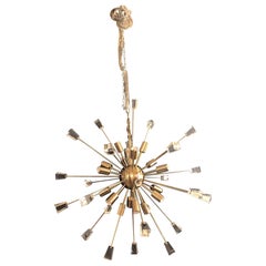 Vintage Brass Eighteen-Light Sputnik Chandelier in the Mid-Century Modern Style
