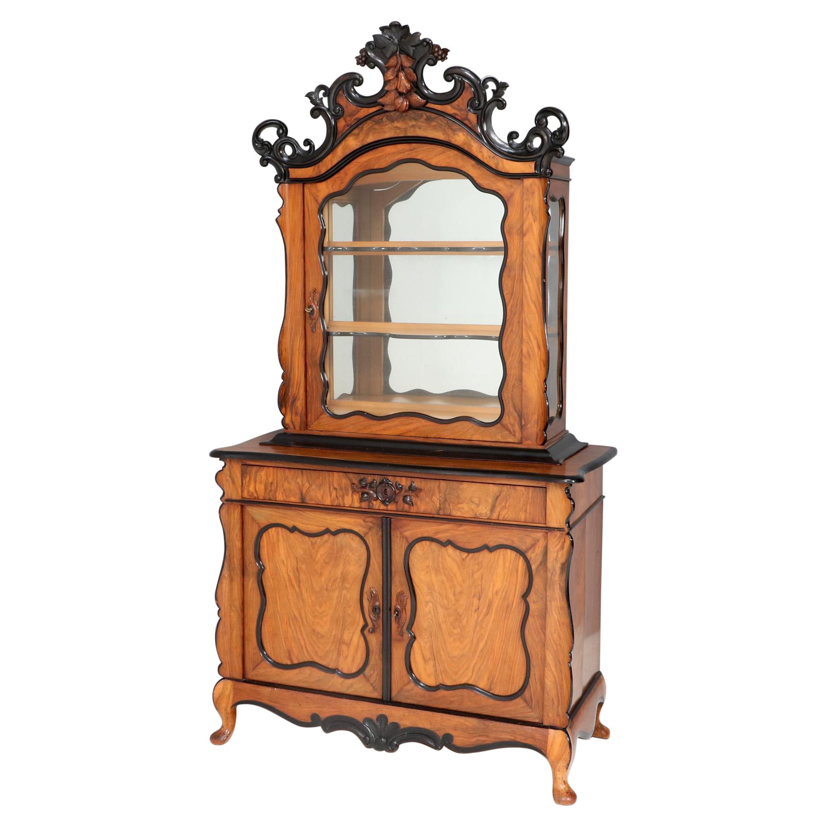 Walnut Victorian Willem III Two-Piece Cabinet or Bonheur, 1870s For Sale