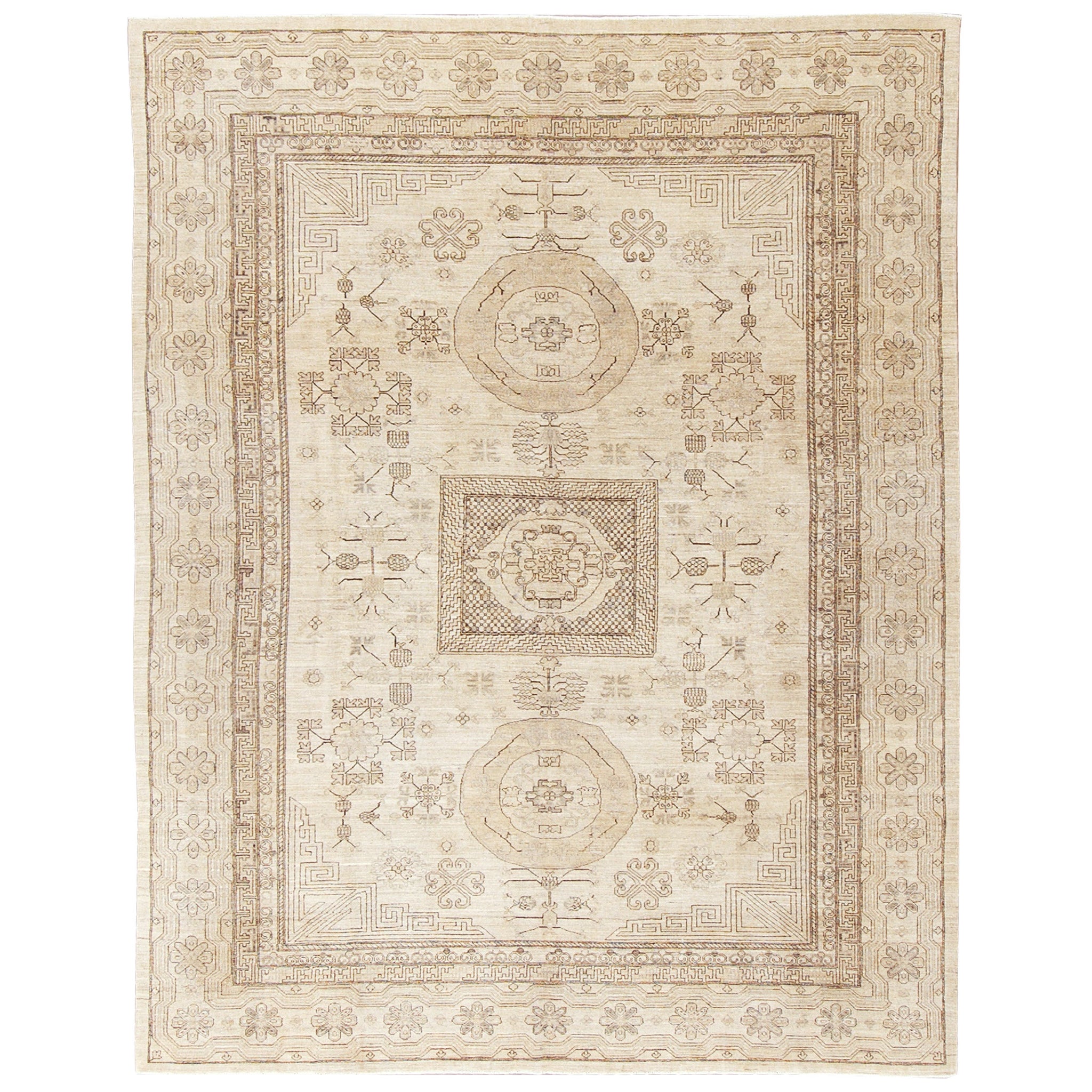 Mehraban Vintage Style 18 Century Khotan Revival Rug For Sale