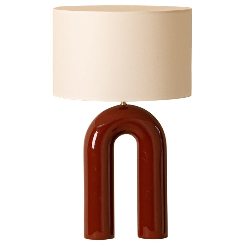 Iron Ceramic Arko Table Lamp with White Lampshade by Simone & Marcel For Sale