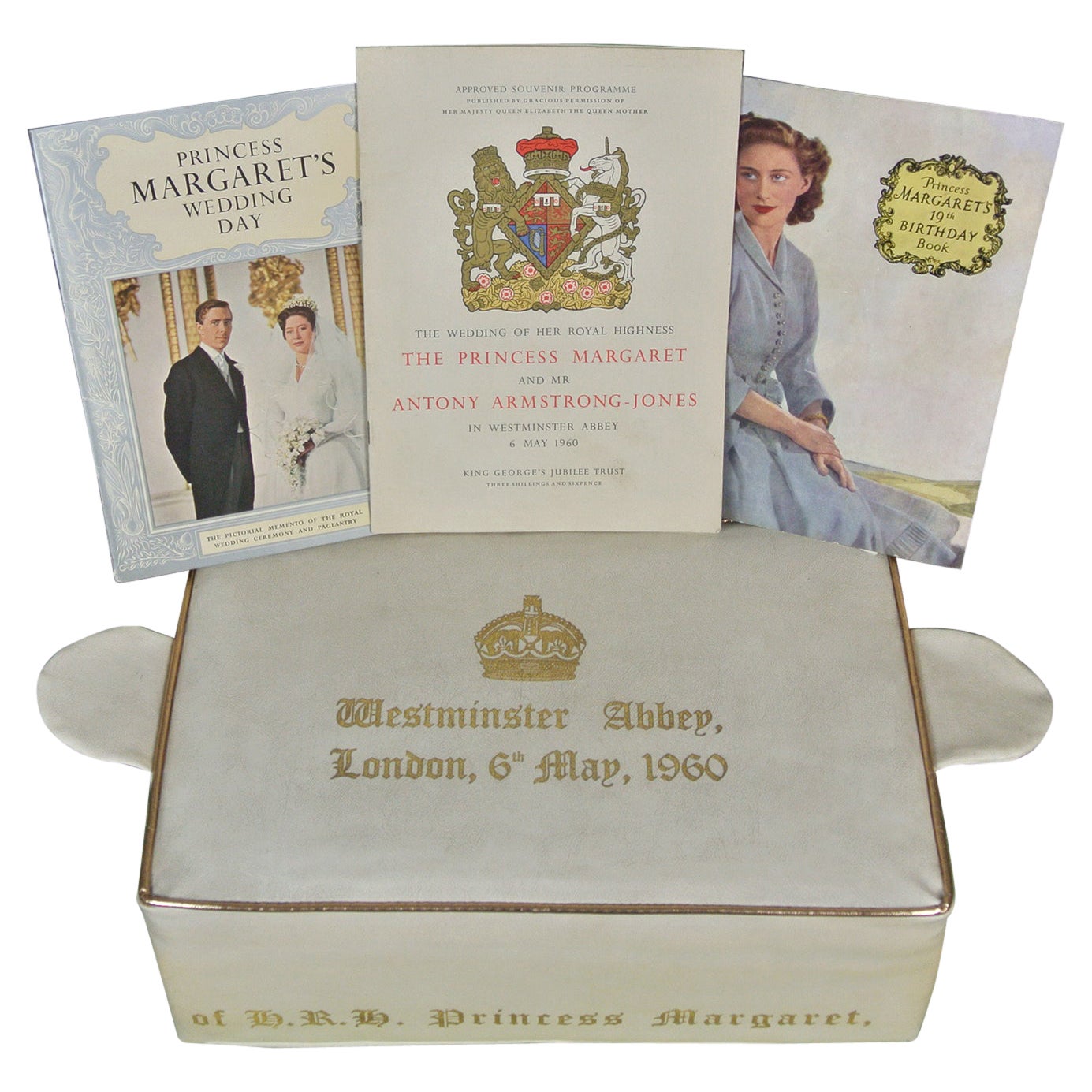 Princess Margaret’s Wedding 1960 - Original Cream Leather & Gold Kneeling Hassoc