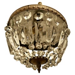 Antique Petite French Empire Style Crystal Basket Chandelier   