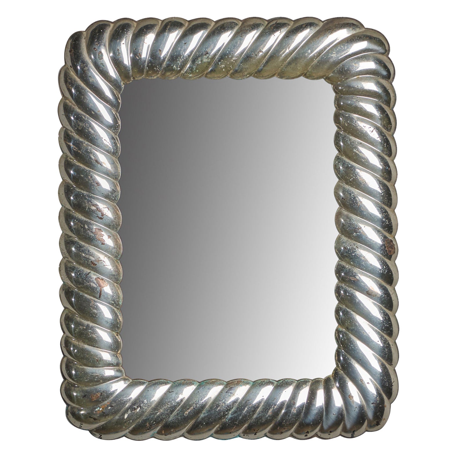 Italian Designer, Small Wall Mirror, Silver, Italy, 1960s For Sale