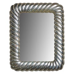 Retro Italian Designer, Small Wall Mirror, Silver, Italy, 1960s