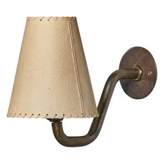 Vilhelm Lauritzen, Wall Light, Brass, Paper, Denmark, 1940s