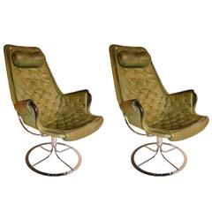 Pair of 1970s Leather Armchairs by Mathsson