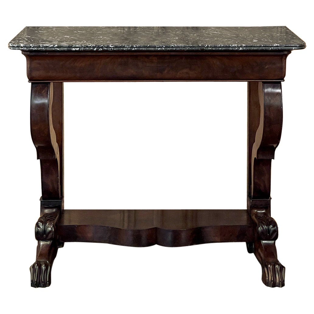 19th Century French Louis Philippe Period Mahogany Marble Top Console For Sale