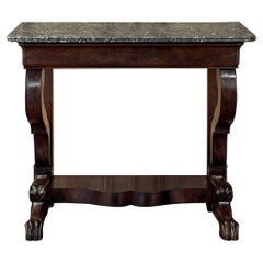 Antique 19th Century French Louis Philippe Period Mahogany Marble Top Console