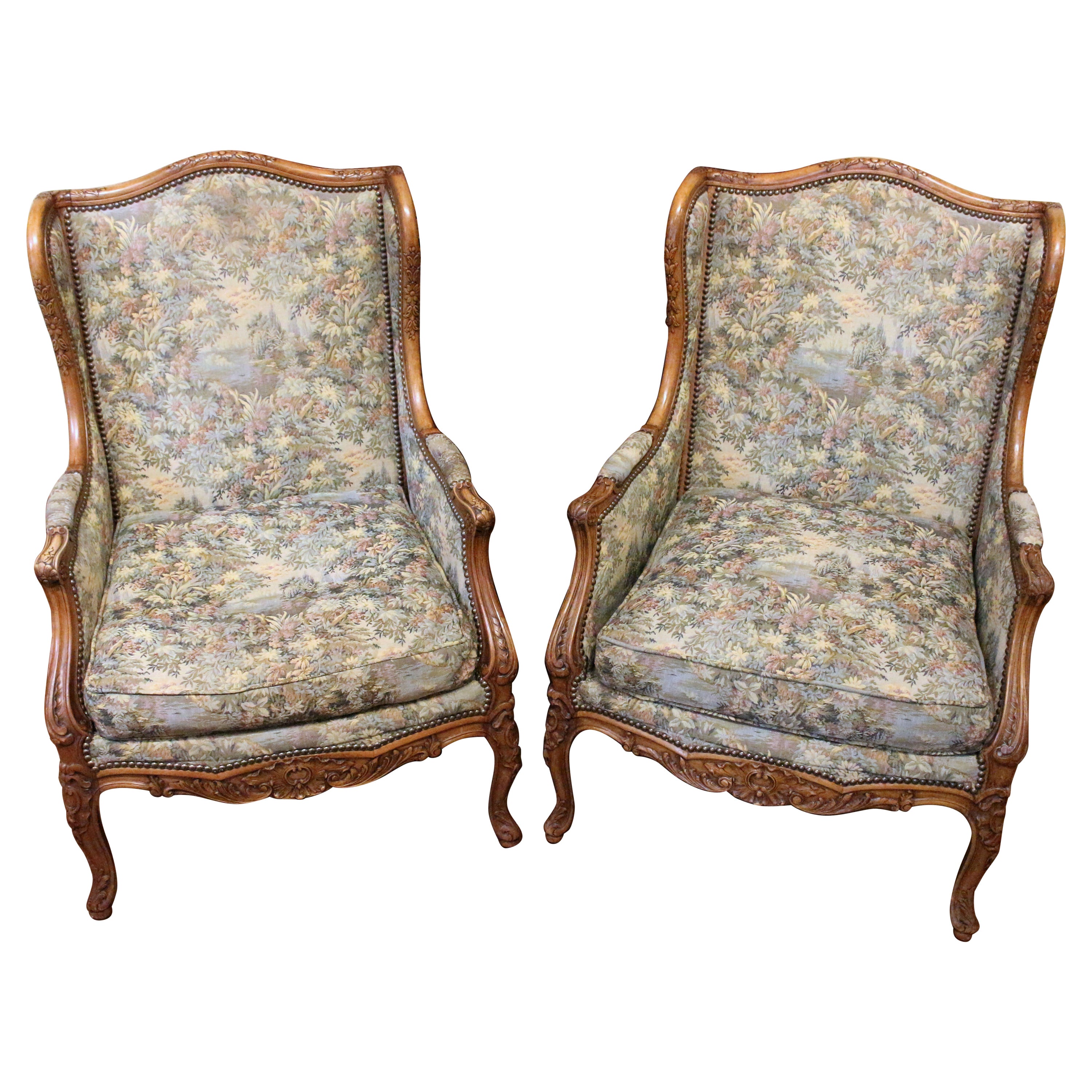 2nd Quarter 20th Century French Pair of Louis XV style Bergeres