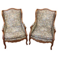 Pair of Antique 19th Century Gold Leaf Louis XV Style Bergere Chairs - Hunt  Slonem