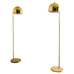 Pair of Eje Ahlgren Floor Lamps G-075 in Brass Produced by Bergboms Sweden 1960s