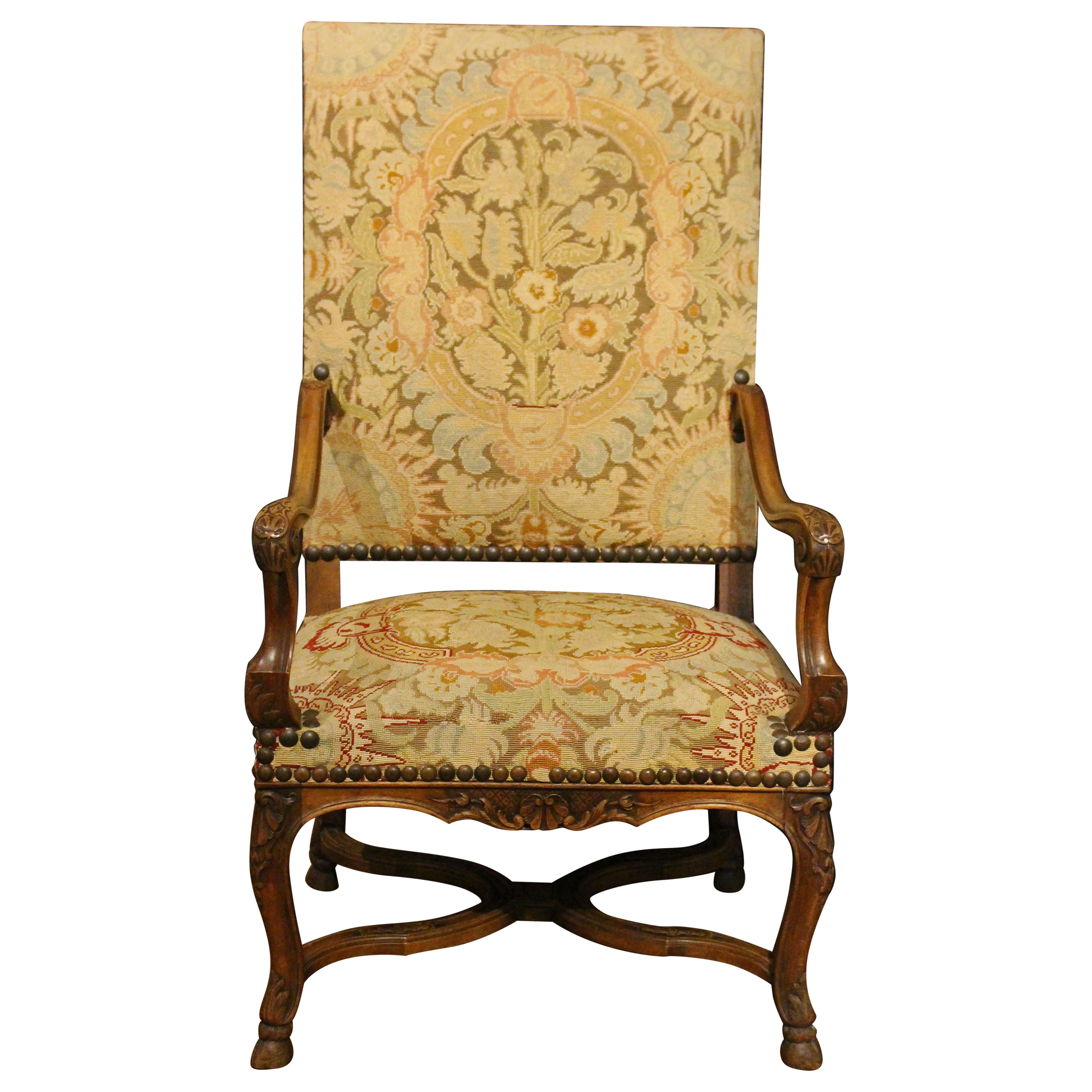 Late 19th Century French Fauteuil in Walnut For Sale