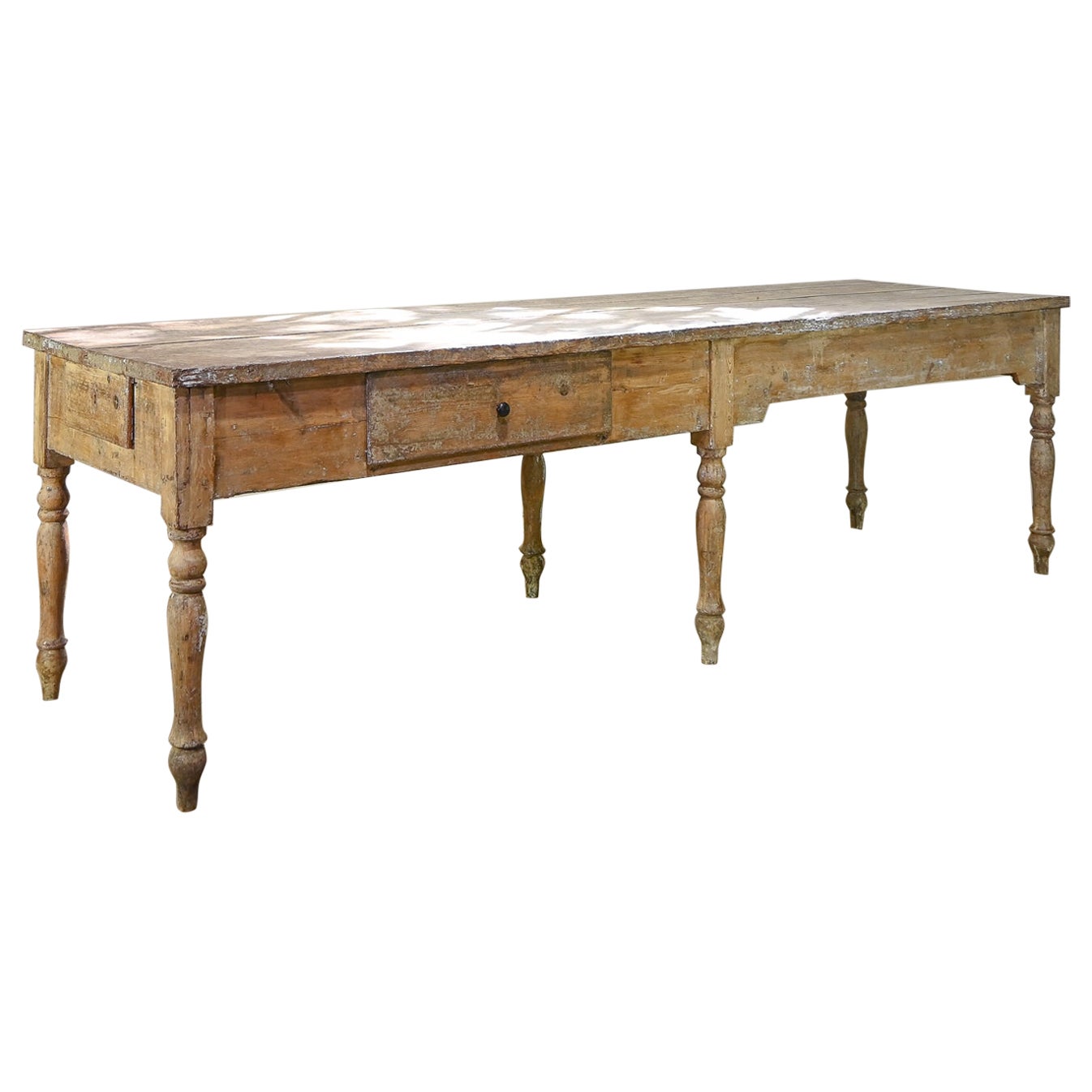 A Large 18th Century French Painted Farmhouse Dining Table