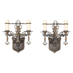 Pair Brass Sconces Removed from a Historic Howard Van Doren Shaw Home c1909